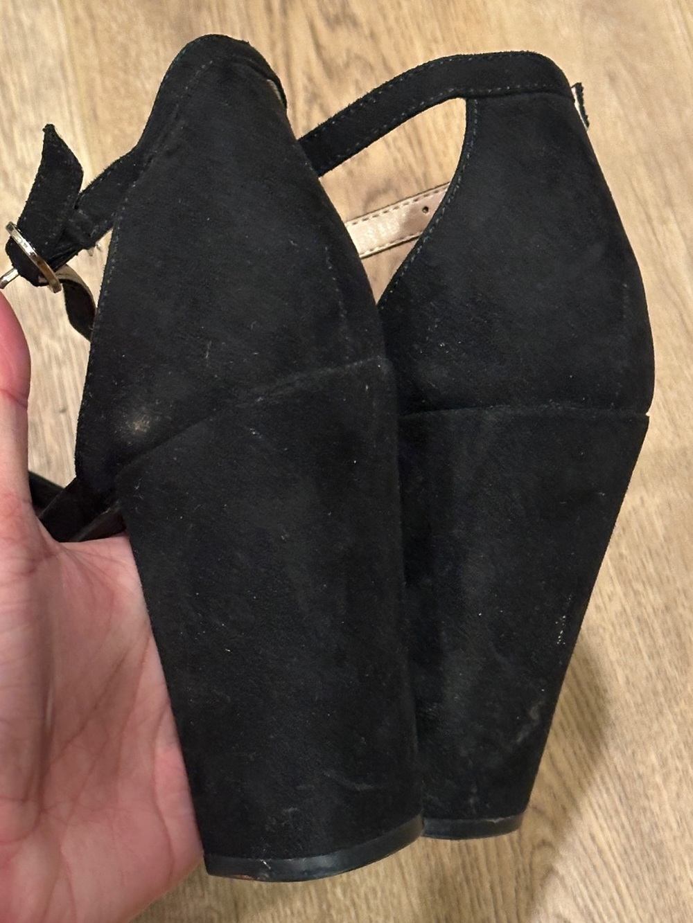 Women’s Black Ankle-Strap Open-Toe Heels, Sz 8, 4“ Heel - Picture 7 of 8